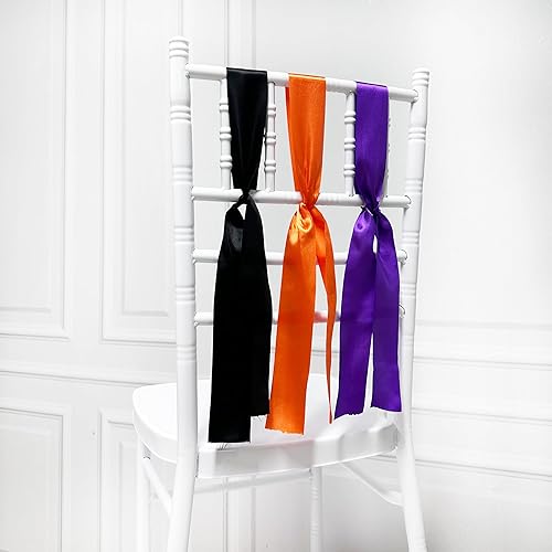 Miniatura 4 de Cinta de satén morada, negra y naranja de 65.6 yardas x 1.97 pulgadas de ancho para Halloween, manualidades, regalos, envoltura, corona, flecos,