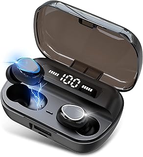 Wireless Headphones,160H Playtime Wireless Earbuds Bluetooth 5.1 Headphones In Ear Headphones Deep Bass CVC8.0 Noise Canceling with Built-in Mic, Touch Control, IPX7 Waterproof Earphones for Sport