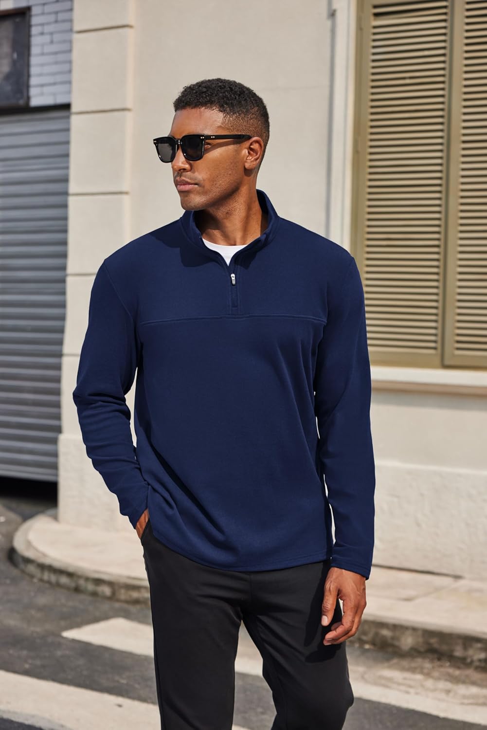 COOFANDY Mens Fleece Quarter Zip Pullover Long Sleeve Mock Turtleneck Sweatshirts Thermal Workout Golf Polo Shirt - Image 2