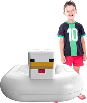 Minecraft チキンジョッキー プールライダー 空気注入式フロート ピンチバルブ付き 36インチ