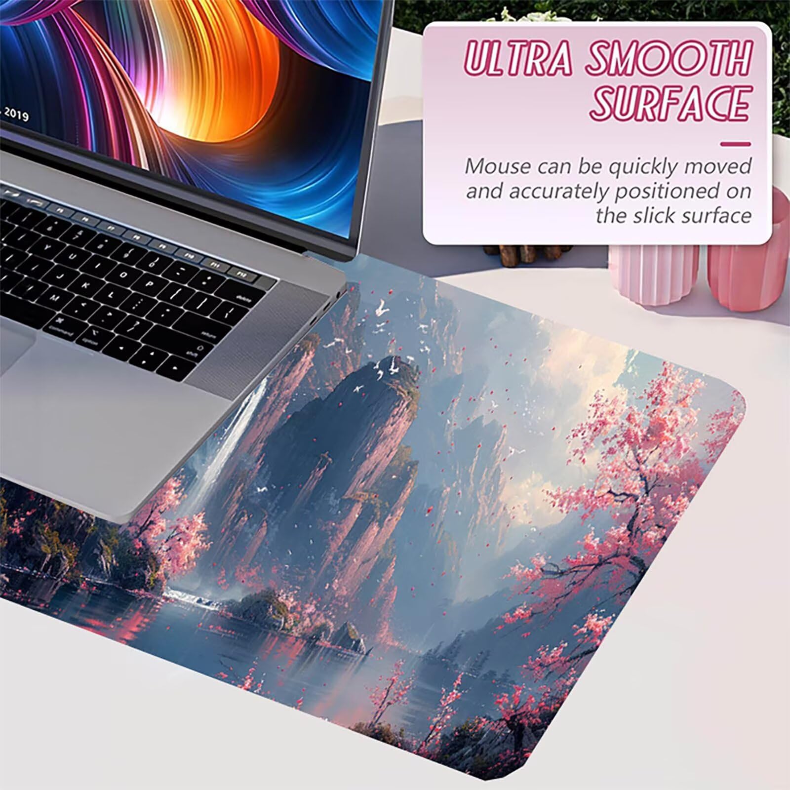 Tappetino Mouse XXL 1500 x 800 mm, Tappetino Mouse Albero, Gaming Mousepad Migliorare la Velocità e la Precisione, Mouse Pad con Base in Gomma Antiscivolo, Ufficio Accessori Gaming, Rosa 4-1521