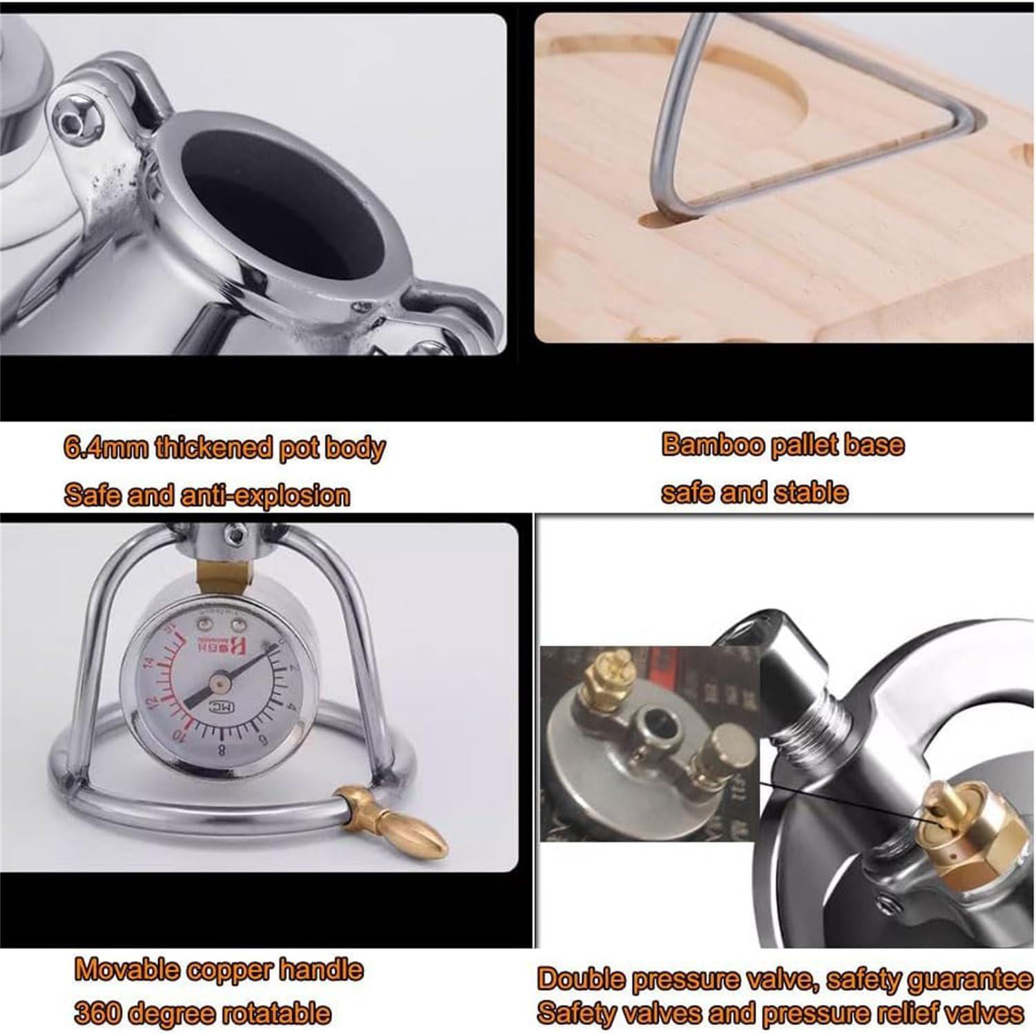 Old-Fashioned Popcorn Machine, Manual Popcorn Machine, high-Pressure Popcorn Machine, 304 Stainless Steel Grains Enlargement Machine Old mini Popcorn Kettle 100 ml (Without Valve)