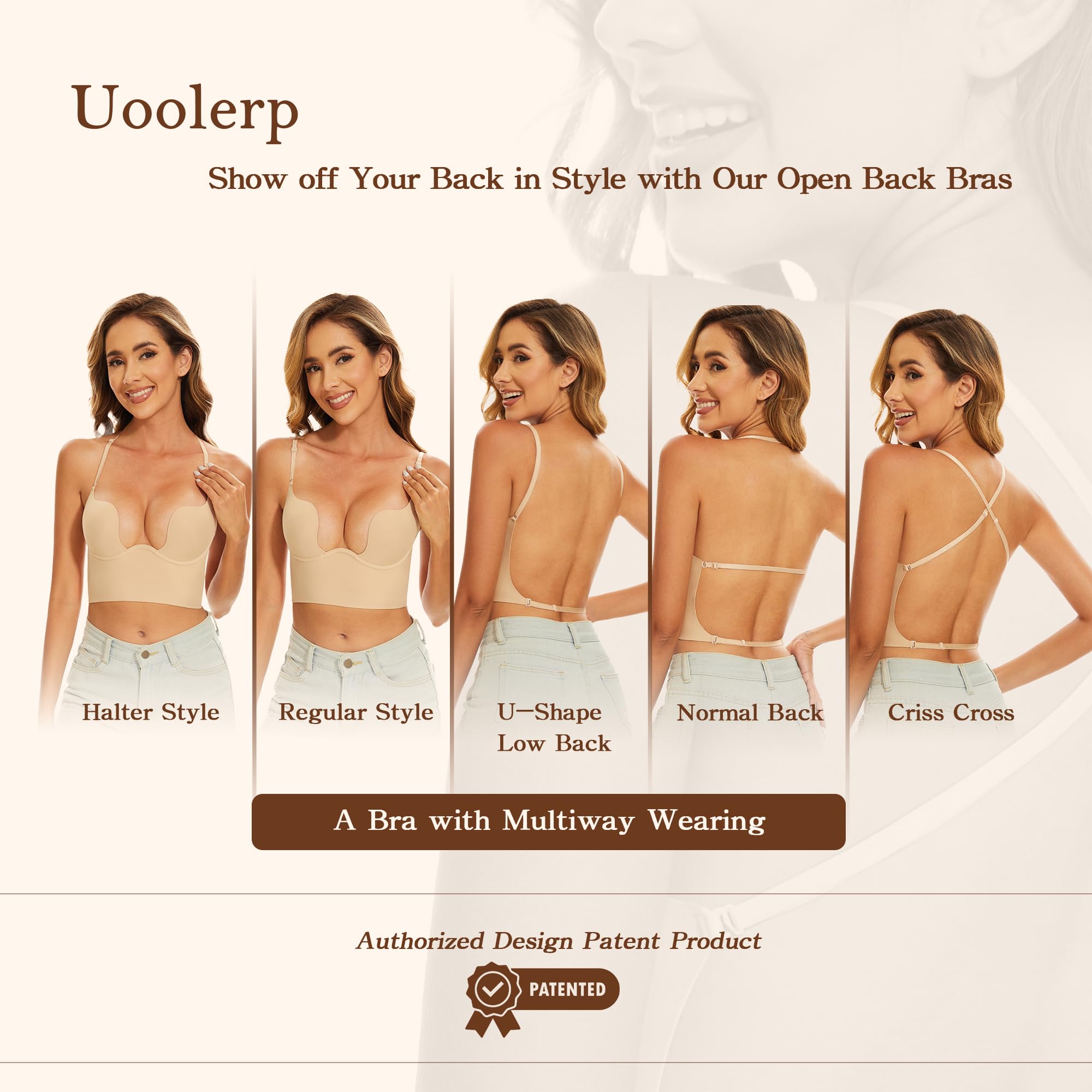 Sujetadores de espalda baja para mujer, brasier invisible sin espalda, sin costuras, brasier halter convertible con tirantes delgados, sujetadores multidirección