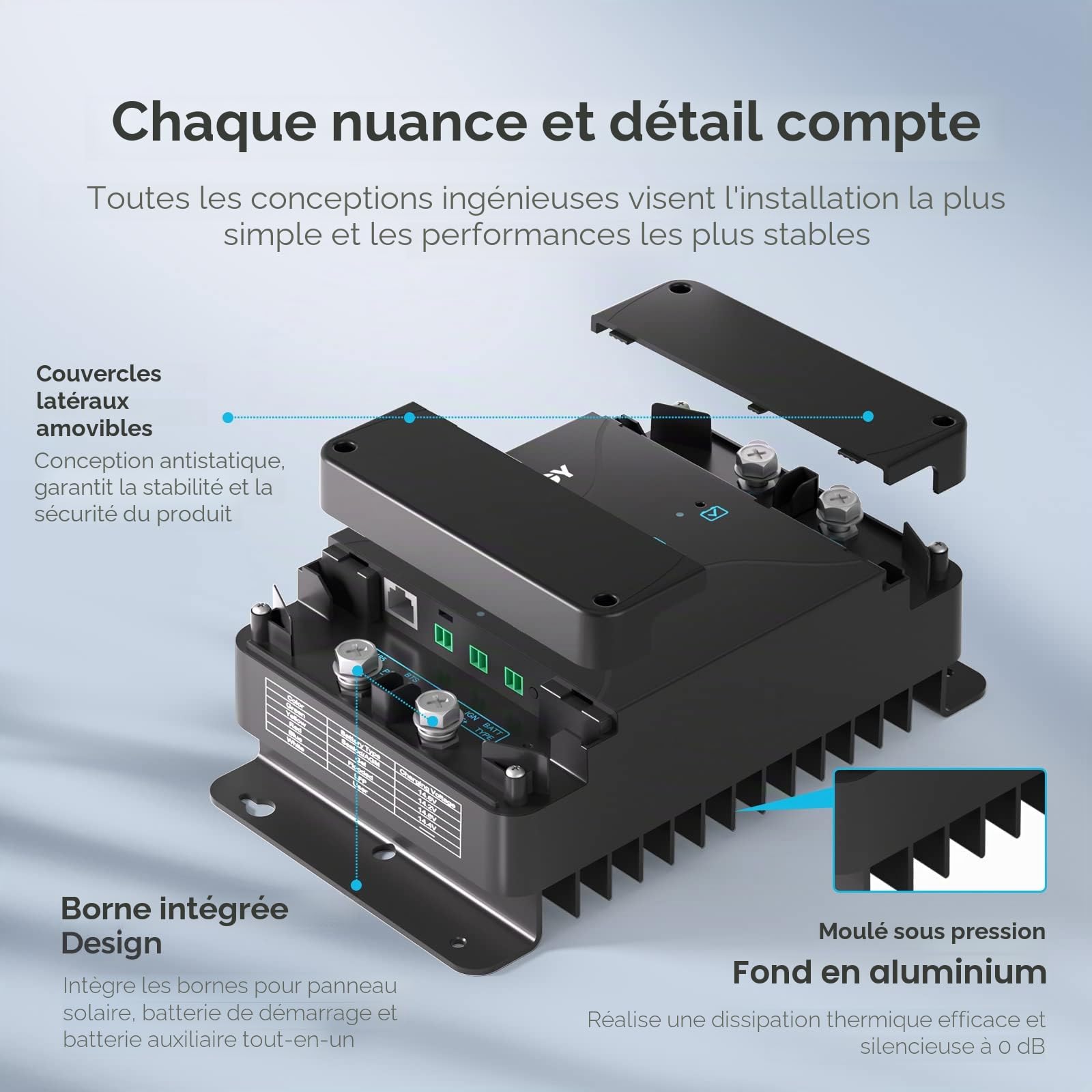 Renogy Chargeur de Batterie Embarqué 12V 50A DC-DC avec MPPT pour Batteries Gel, AGM et Lithium Utilisant Une Charge en Plusieurs Étapes, dans Les Camping-Cars, Voitures, Bateaux, Yachts