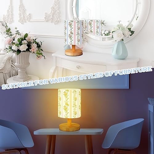 Miniatura 10 de VIHOSE Lámpara de mesa de unicornio para dormitorio, lámpara de noche de madera con mesita de noche de lino, pantalla de guardería de dibujos