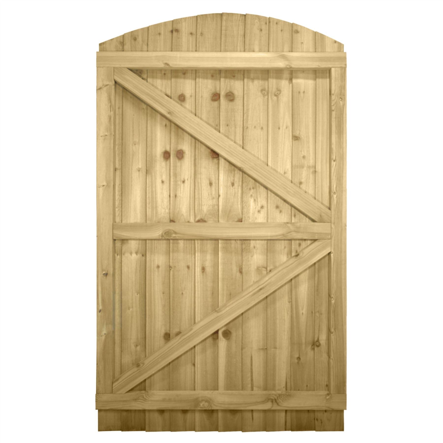 Arch Top Wooden Garden Gate, 6ft x 3.5ft Feather Edge Fully Framed Door