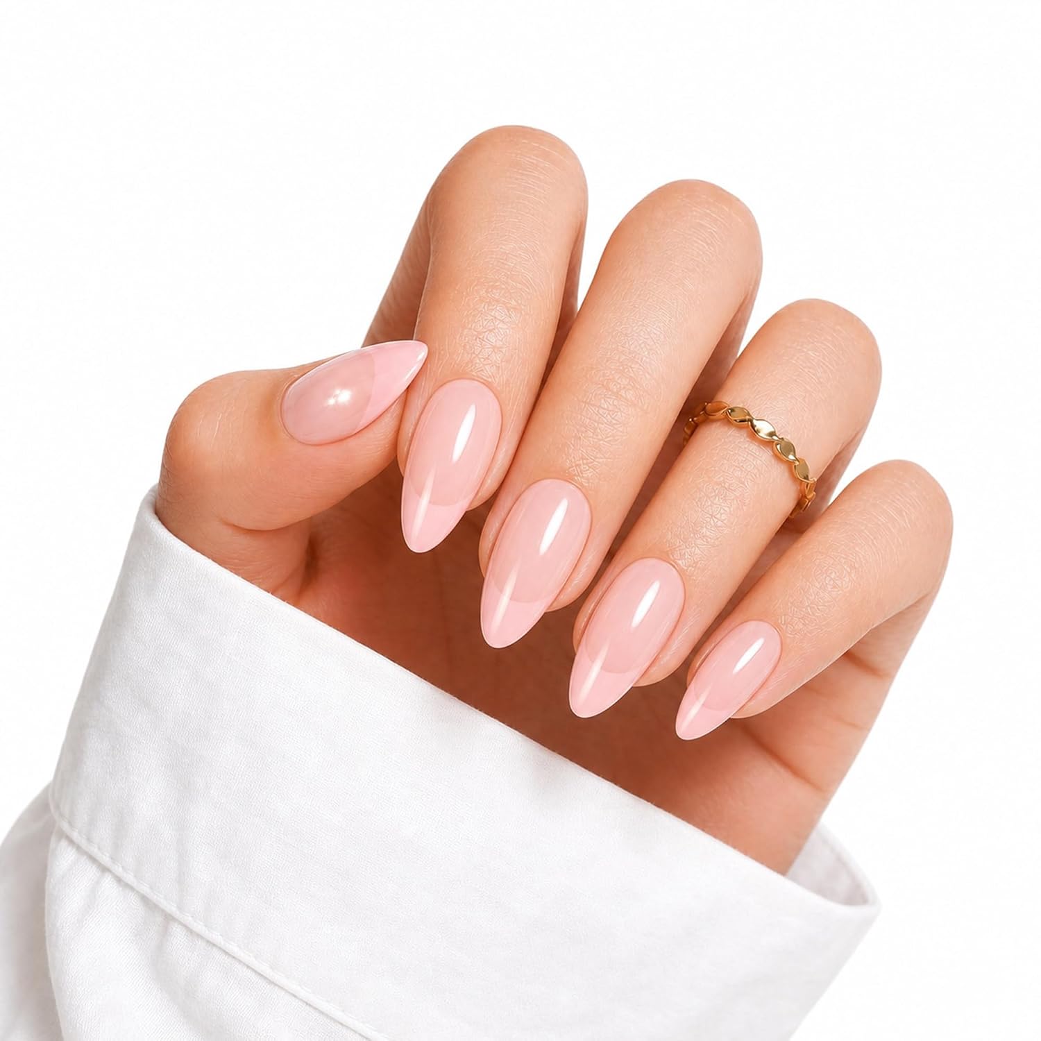 Pink Cat Eye Press On Nails, Short Almond Fake Nails, 30 Pcs