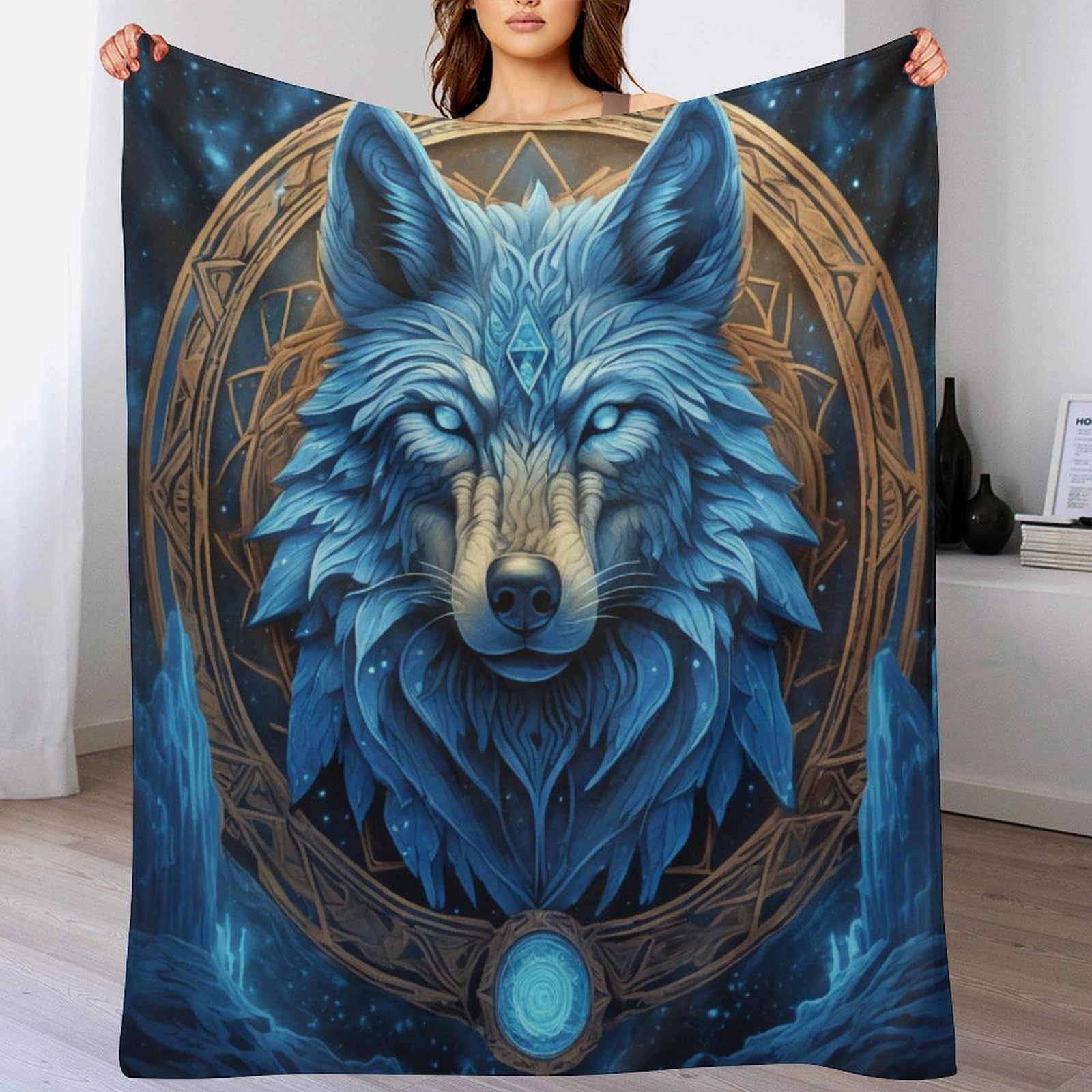 Manta de lobo para sofá de 100 x 130 cm ideal para tardes de películas en el salón