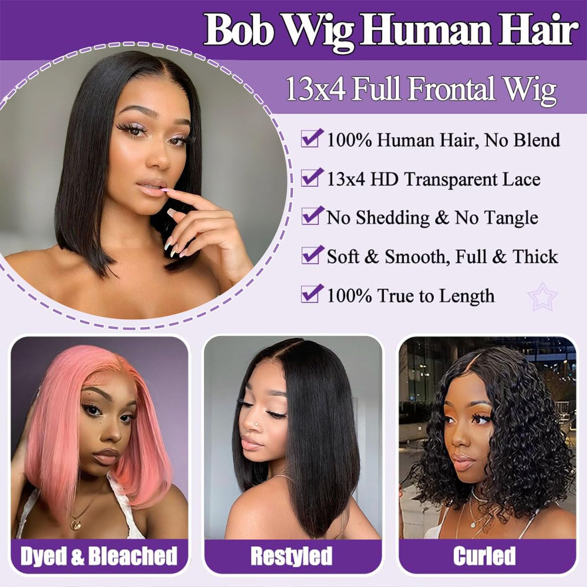 LICHANG 12 Inch Short Bob 13x4 Hd Transparent Lace Pre Plucked 180 Density Straight Lace Frontal Wigs Glueless Wig for Women Natural Hairline with Baby Hair