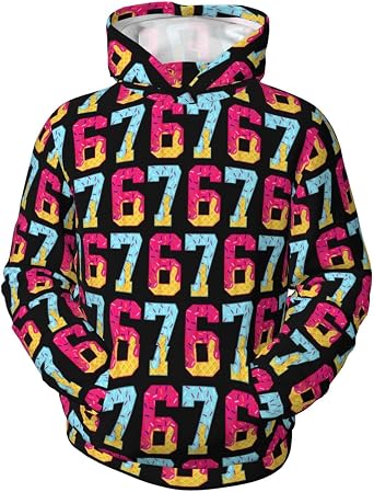 Kids 67 Hoodies Funny 6 7 Meme Novelty Six Seven Graphic Pullover Hooded Sweatshirts 32