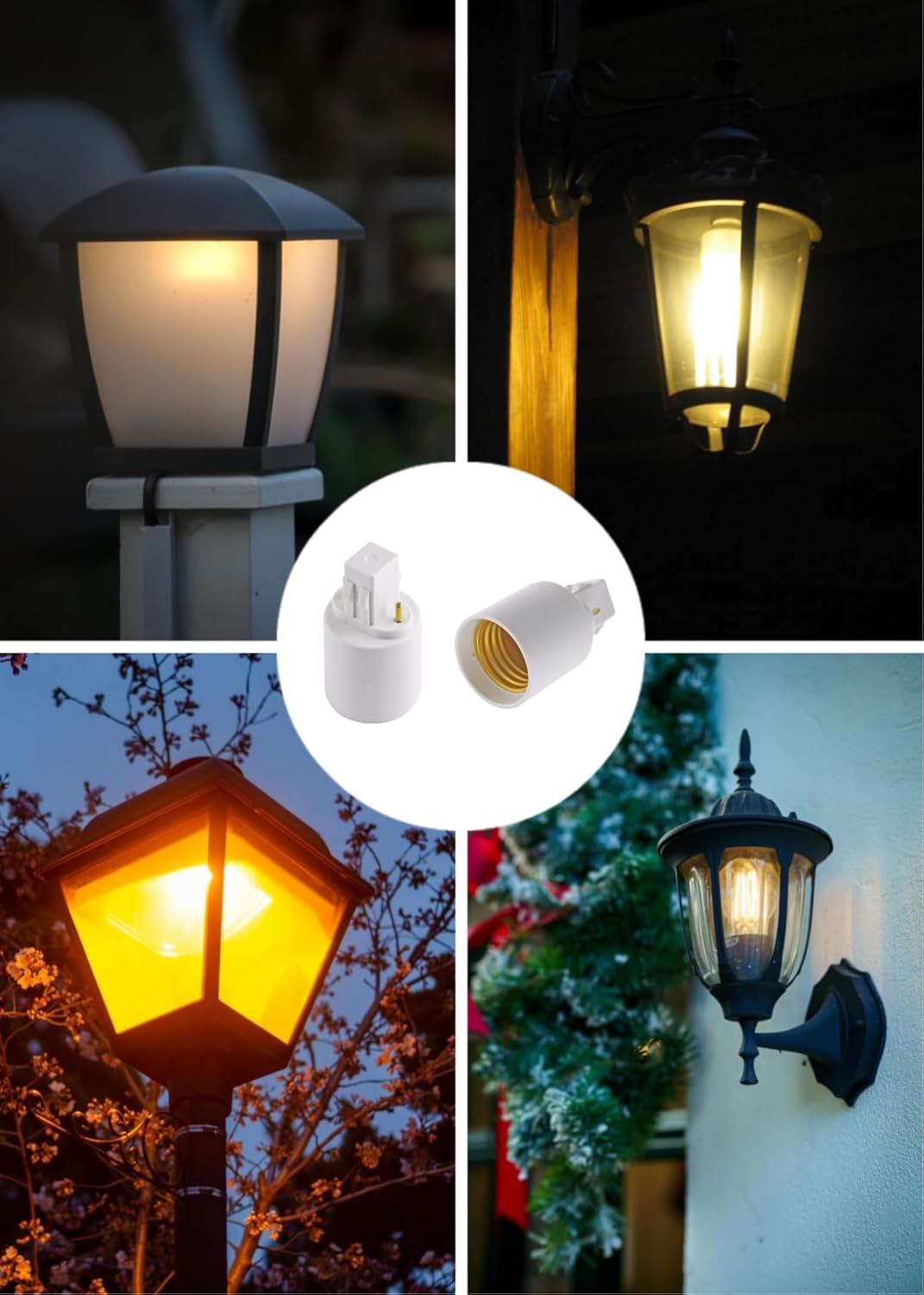 4 Pcs E-Simpo Gx23 to E26/E27 Socket Adapter, 2 Pin Bulb Base Converter LED Accessories, Light Bulb Sockets