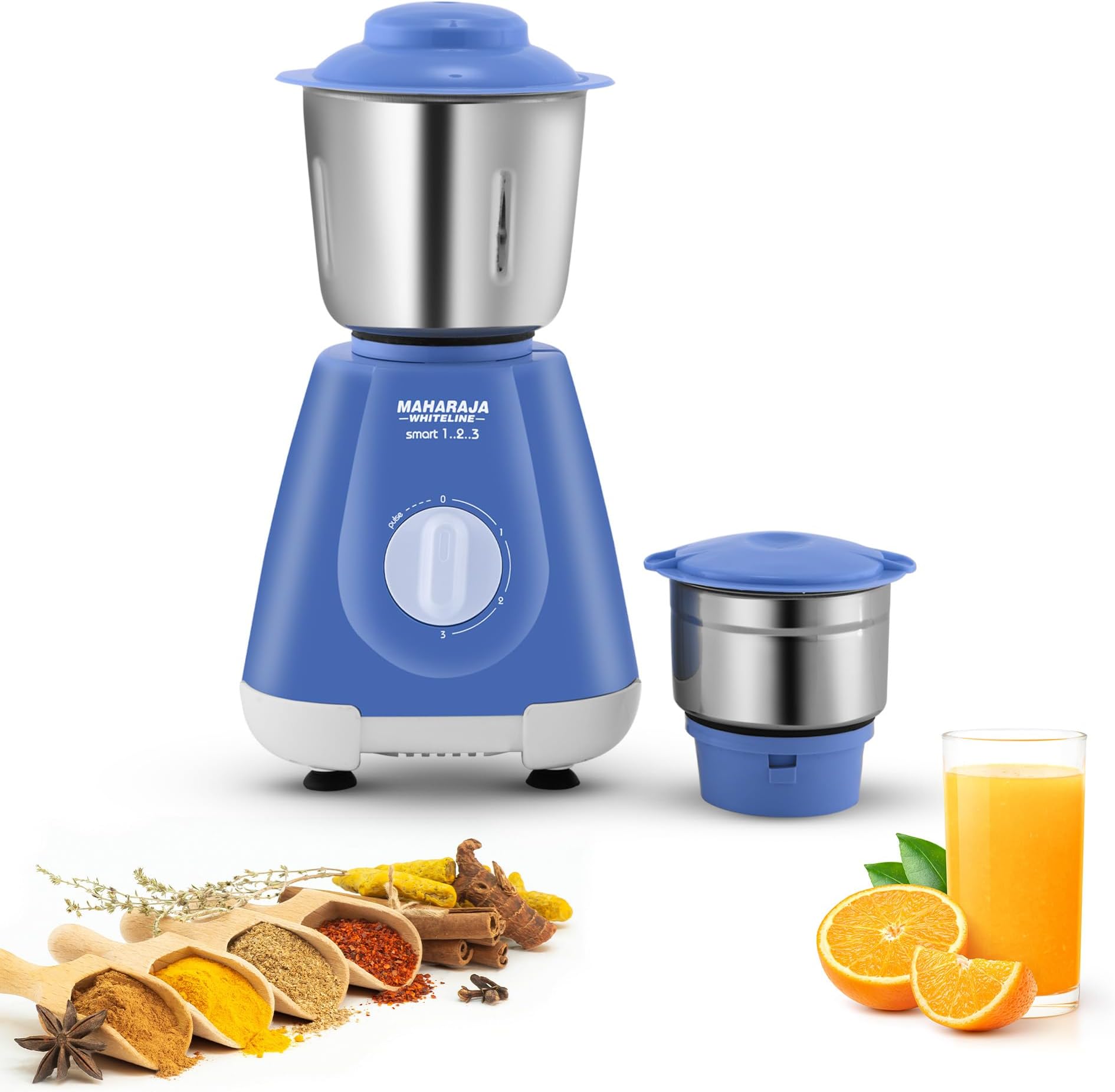 Smart Mixer Grinder | 500-watt | 20000 RPM Motor Speed | Air Ventilation System | Stainless-Steel Jars & Blades | Unique Jar Flow Breakers | 2 Year Motor Warranty |Blue