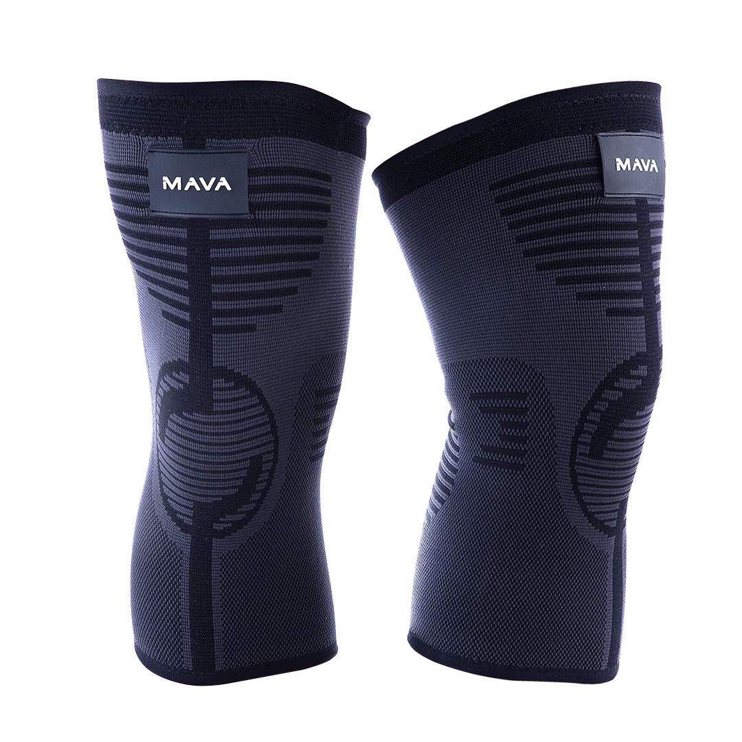 Mava Sports Knee Compression Sleeve Support for Men and Women - Perfect for Powerlifting, Weightlifting, Running, Gym Workout, Squats and Pain Relief