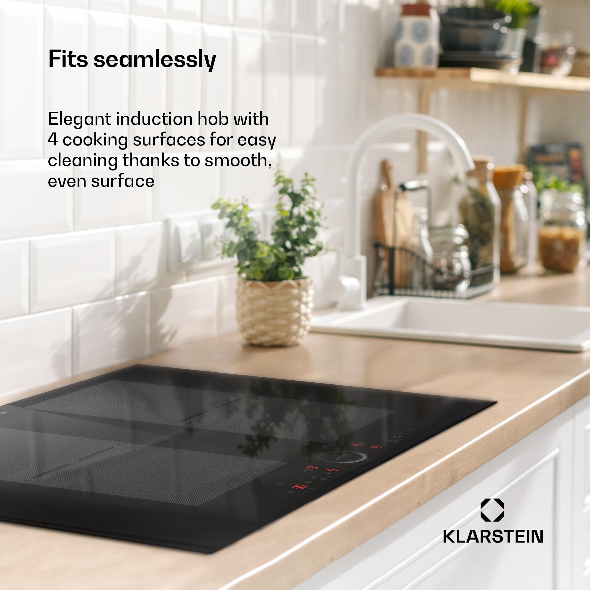 Klarstein induction hob, glass ceramic 7000W induction hob with 4 plates, built-in induction Palte with touch display and timer with overheating protection — view 2