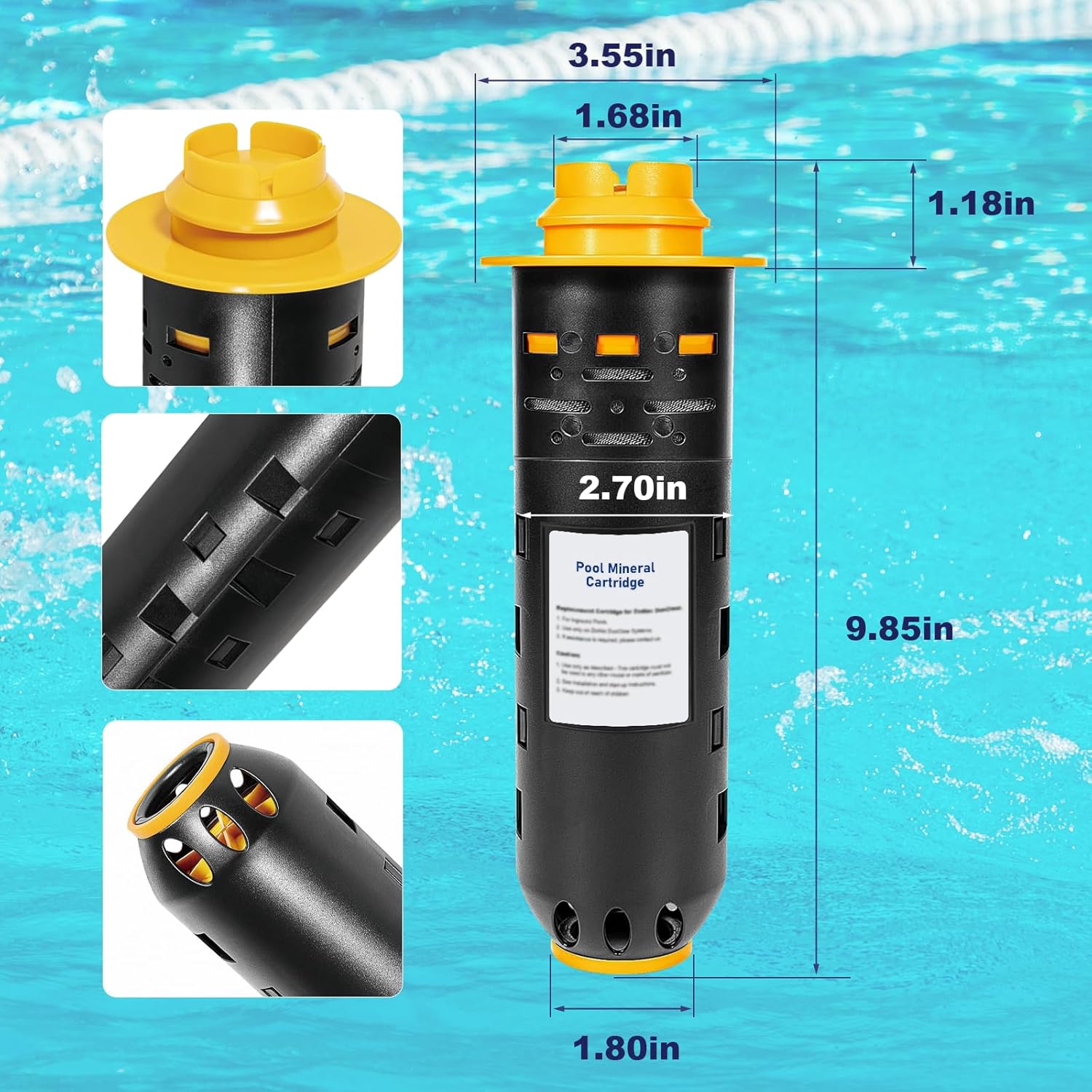 Pool Mineral Cartridge W28000 W28001 W28002 Replacement for Nature2 Duoclear 25 35 for Zodiac DuoClear Fusion, Fusion Soft, Vision Pro System Inground Above Ground, Black