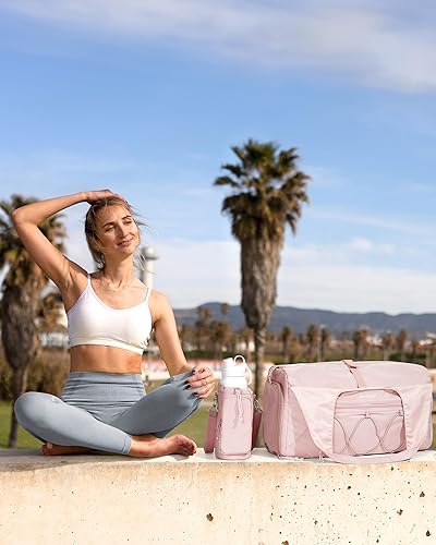 Miniatura 9 de BAGSMART Bolsa de gimnasio para mujer, bolsa de lona ligera con compartimento para zapatos, bolsa de mano con bolsillo húmedo para viajes de yoga