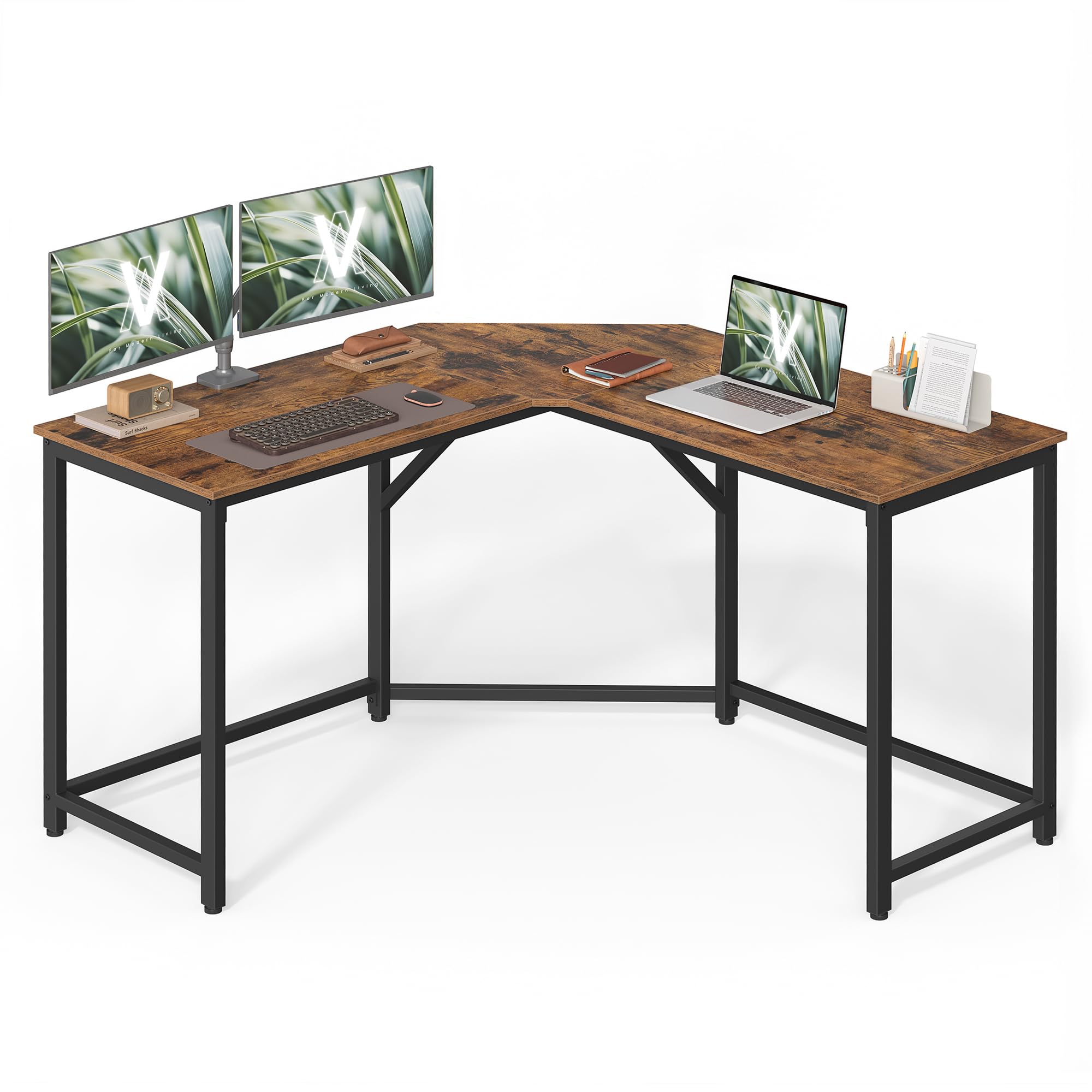 VASAGLE Eckschreibtisch, L-förmiger Computertisch, 130 x 130 x 76 cm