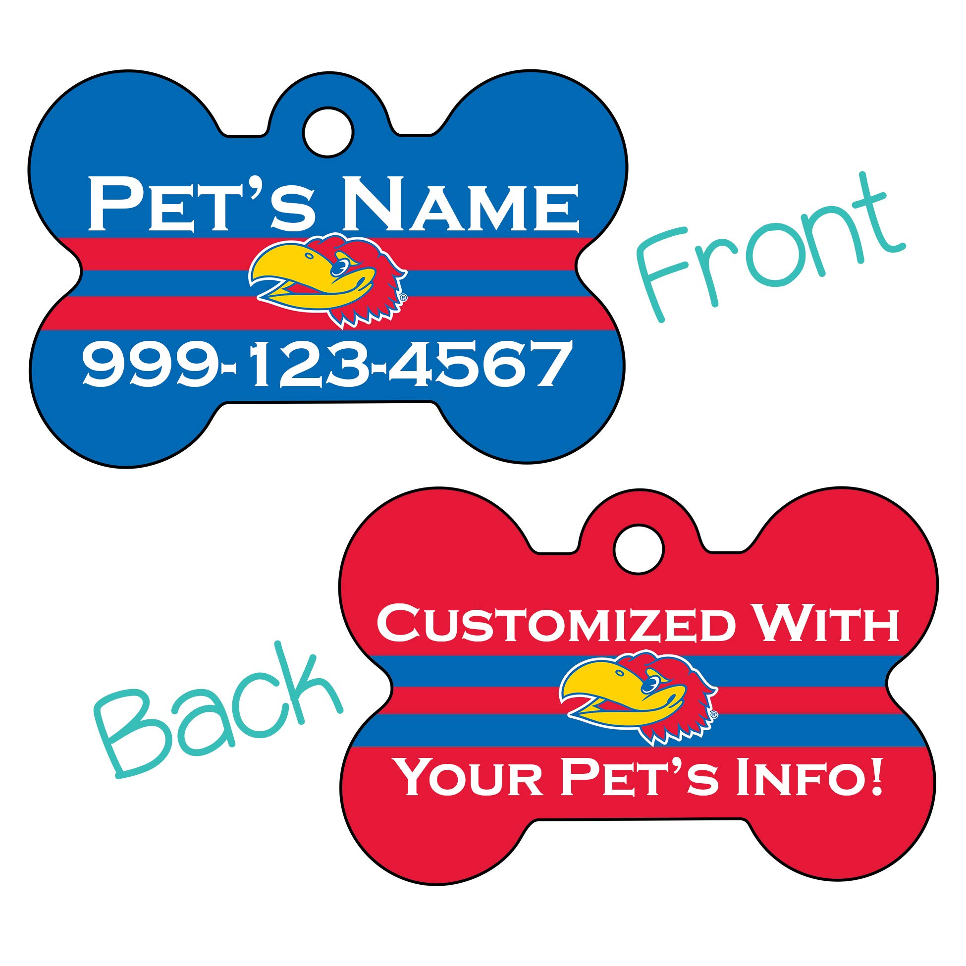 Kansas Jayhawks 2-Sided Pet Id Dog Tag | Officially Licensed | Personalized for Your Pet