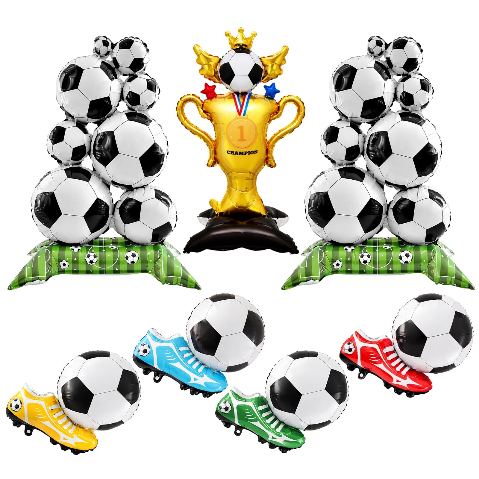 7-Piece Inflatable Crown and Football Balloons Set,Football Decorations