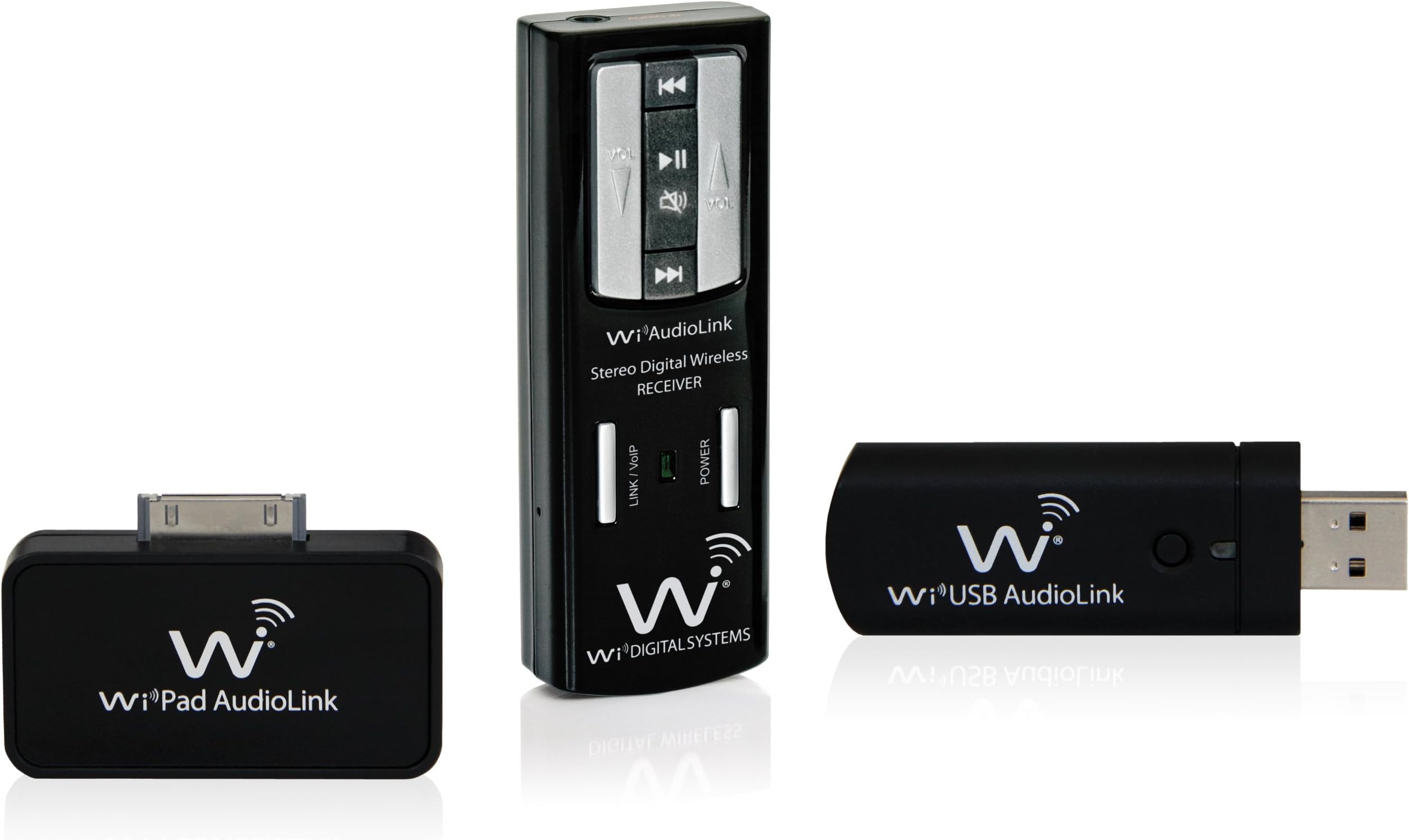 Wi Digital AudioLink Ui Pocket Portable Stereo Digital Wireless System for iPod, iPad, iPhone, Windows Surface, MAC, PC and Tablets (JM-WALUi)
