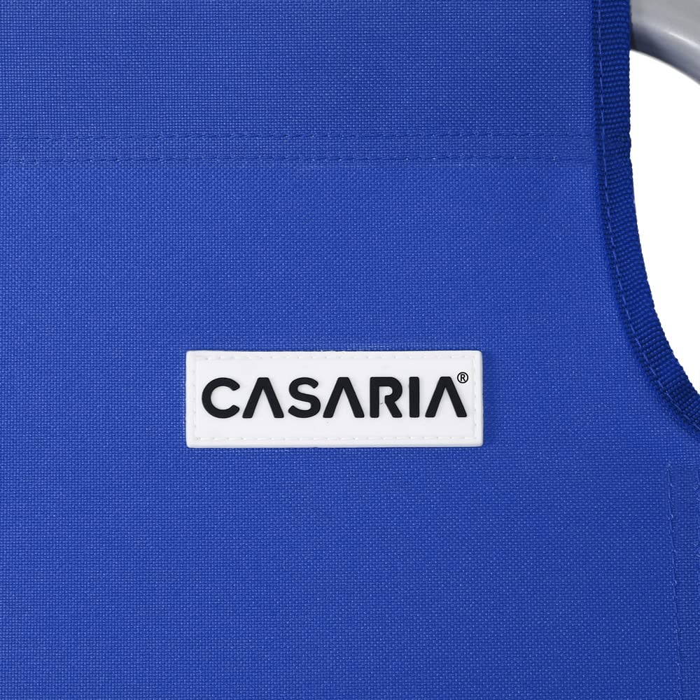 Casaria 2X Chaise Longue Pliable Hawaii Bleu transat avec Pare-Soleil Bain de Soleil pour Plage Jardin Camping Transport