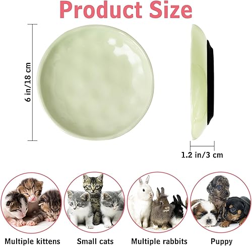 Miniatura 2 de BNOSDM Juego de 4 cuencos de comida para gatos, platos de cerámica poco profundos para gatitos, parte inferior de silicona antideslizante, apto para