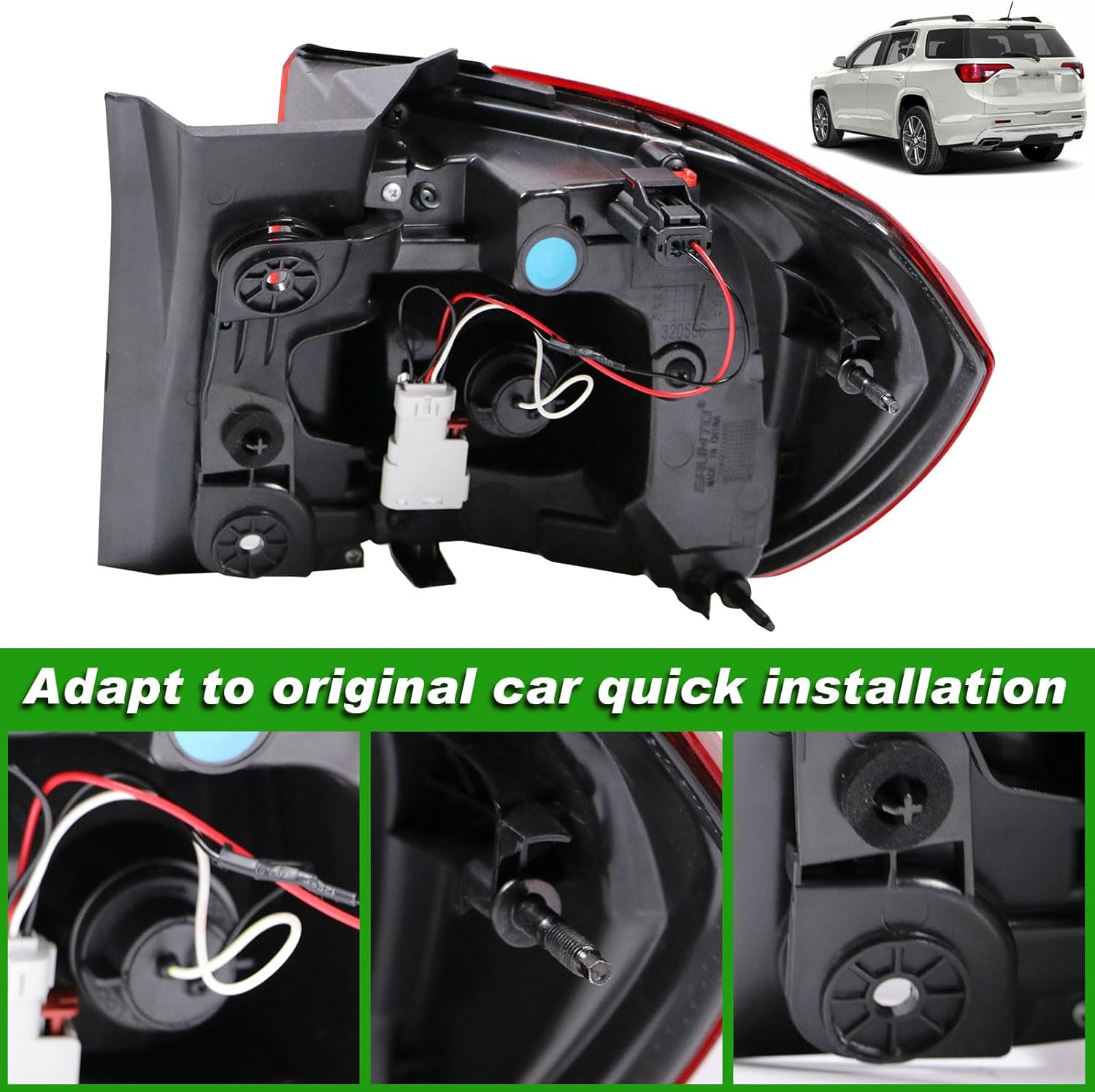 Tail Lights Compatible with GMC Acadia 2017 2018 2019 Rear Taillights Led Brake Light with Bulb Right Passenger Side Tail Lamp Replace GM2805126 84709442