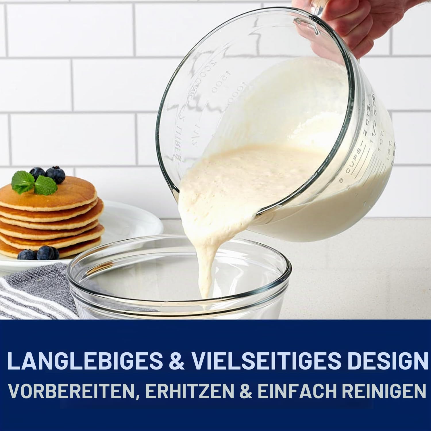 Anchor Hocking Glas Rührschüssel, Sicherheitsglas, 2,0 l