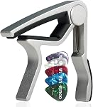 WINGO Wooden Classical Flat Guitar Capo for Nylon String Guitars-Rosewood with 5 Picks