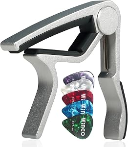 WINGO Guitar capo for 6 String Steel Acoustic and Electric Guitars with 5 Picks for Free,Silver