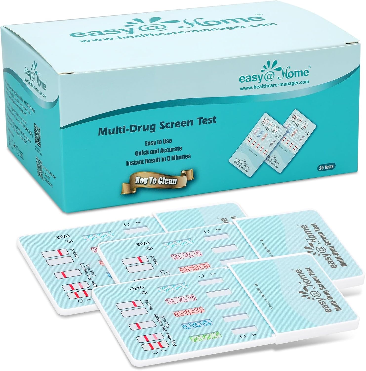25 Pack - Easy@Home 5 Panel Instant Drug Test Kits - Testing Marijuana (THC), COC, OPI 2000, AMP, BZO - Urine Dip Drug Testing - #EDOAP-754 25 Count (Pack of 1)
