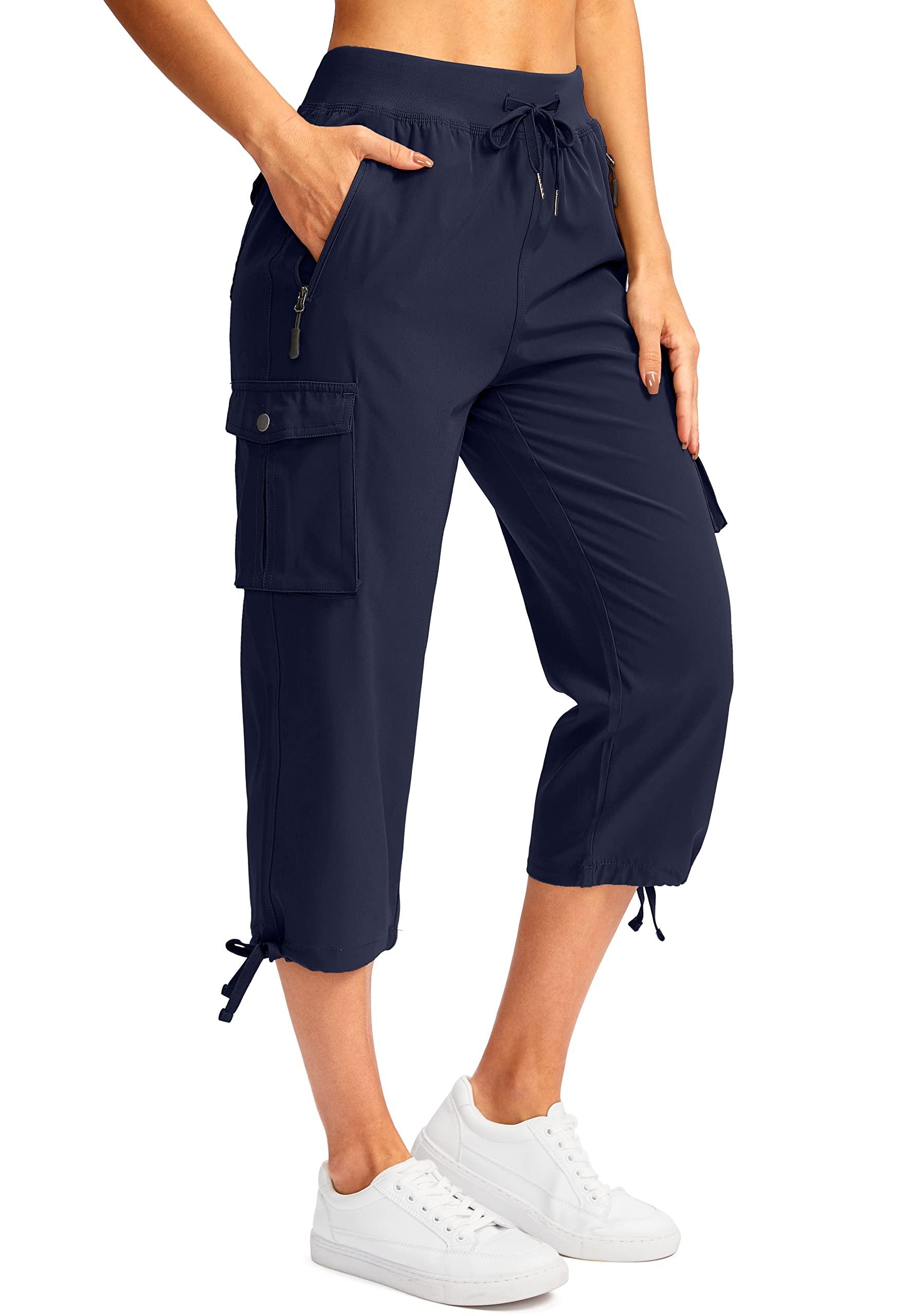 SoothfeelWomen's Cargo Capris Pants with 6 Pockets Lightweight Quick Dry Travel Hiking Summer Pants for Women Casual