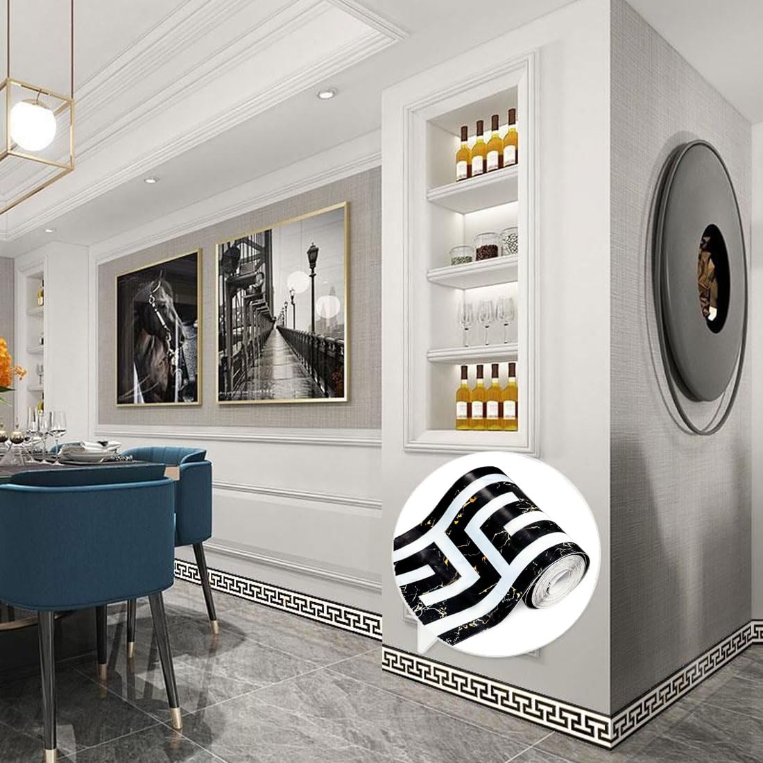 Revêtement Mural Géométrique Moderne En Pvc Pour Bordure De