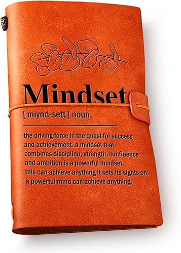 Miniatura 1 de NGAEAK Diario de cuero con cita inspiradora de mentalidad, regalo de oficina para mujeres y hombres, definición de mentalidad, diario de viaje de