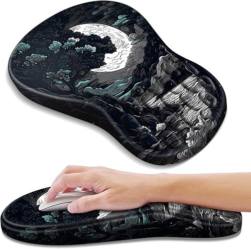 Vista 22 de YIWEI Alfombrilla de mouse ergonómica con soporte para muñeca, alfombrilla de mouse de espuma viscoelástica de gel para teclado de computadora