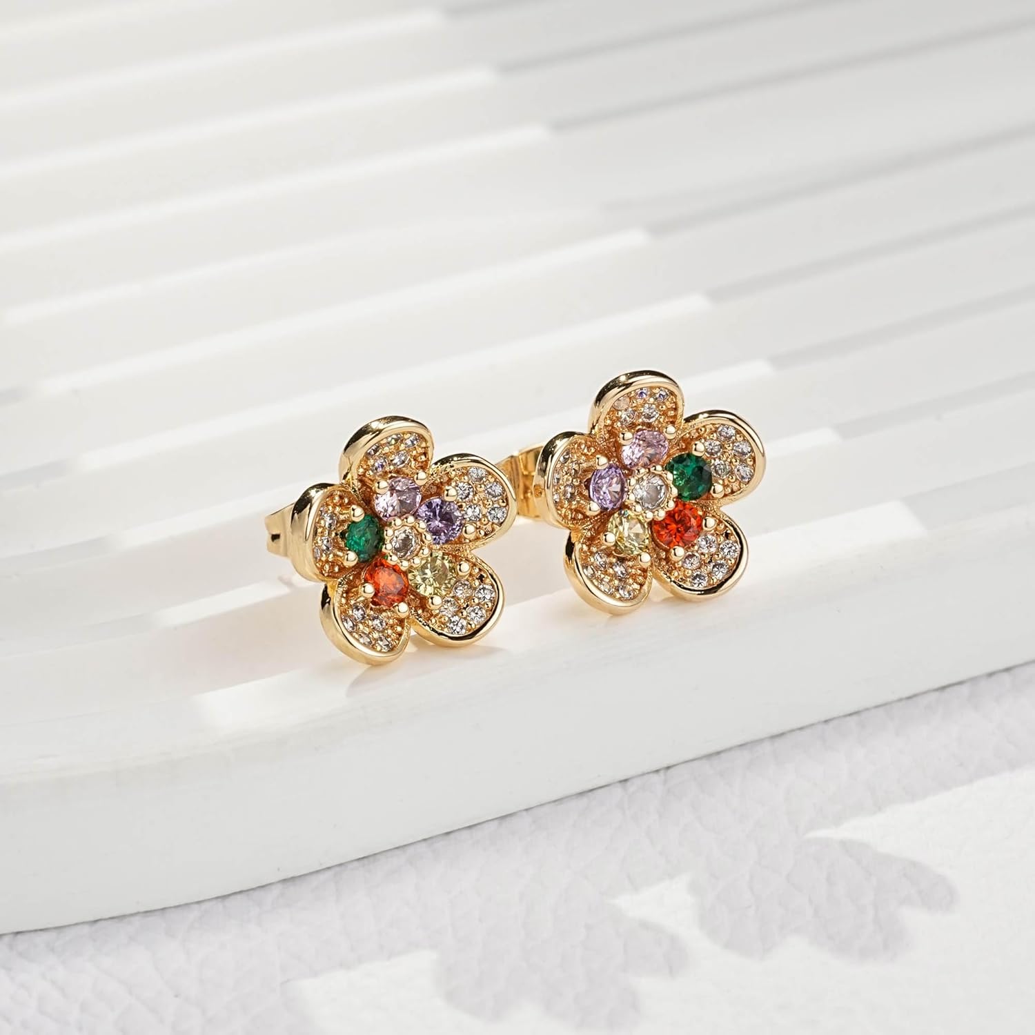 Austrian Crystal Flower Stud Earrings for Women 925 Sterling Silver Hypoallergenic Fashion Jewelry - Image 5