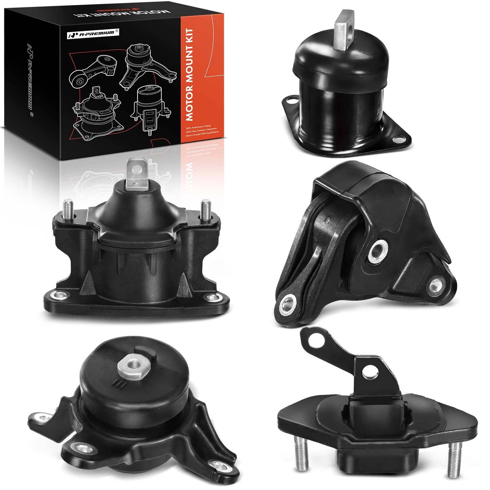 A-Premium 5PCS Engine Motor Mount & Transmission Mount Kits Compatible with Honda Accord 2008-2012 Crosstour 2012-2015 Acura TSX 2009-2014 2.4L Only