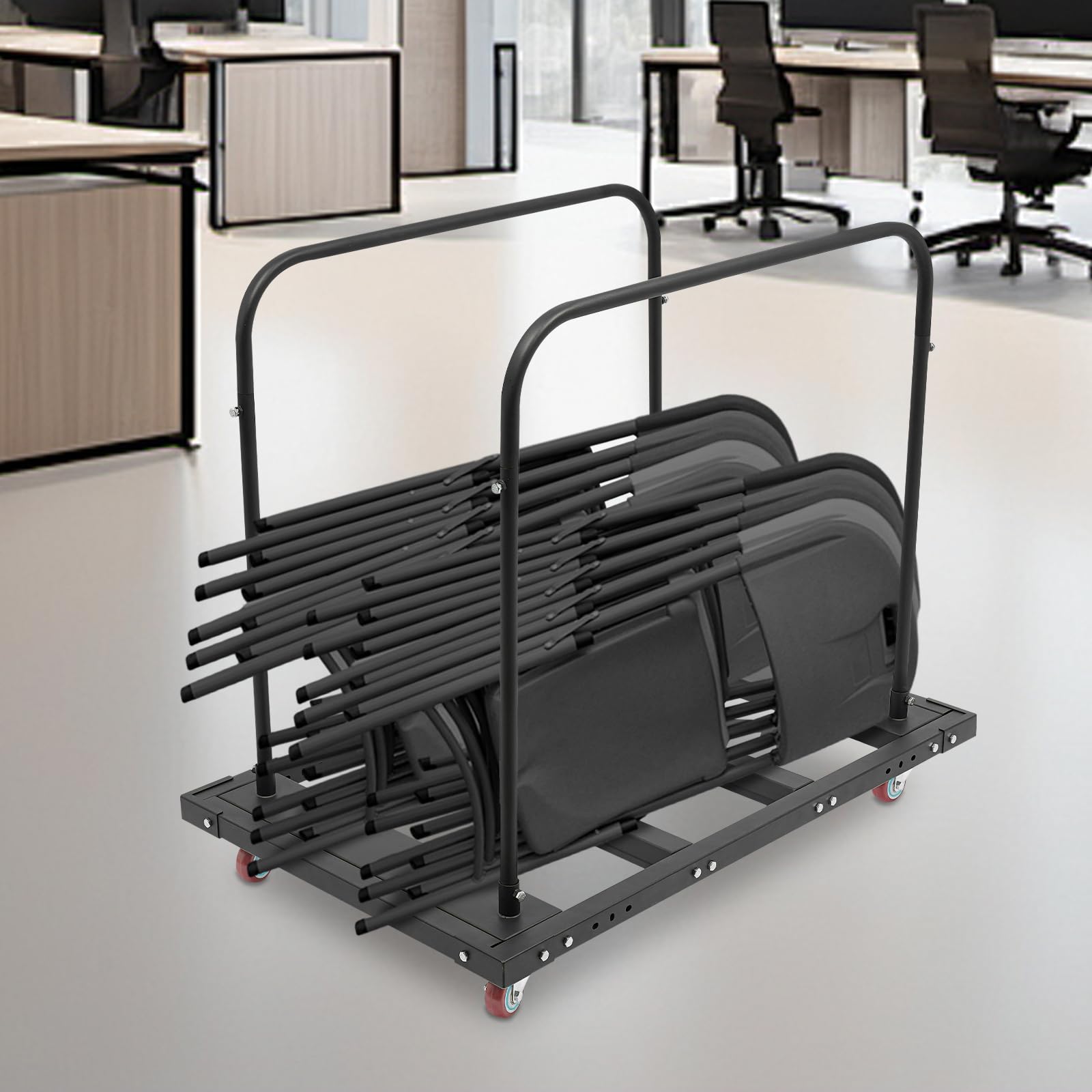 Carro de mesa plegable con 4 ruedas y soportes ajustables
