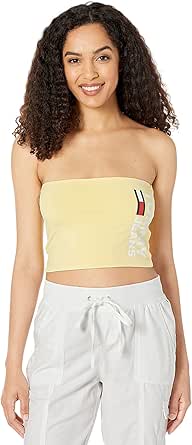 Tommy Hilfiger Women's Bandeau Tube Top with Classic Tommy Jeans Color Block and Logo