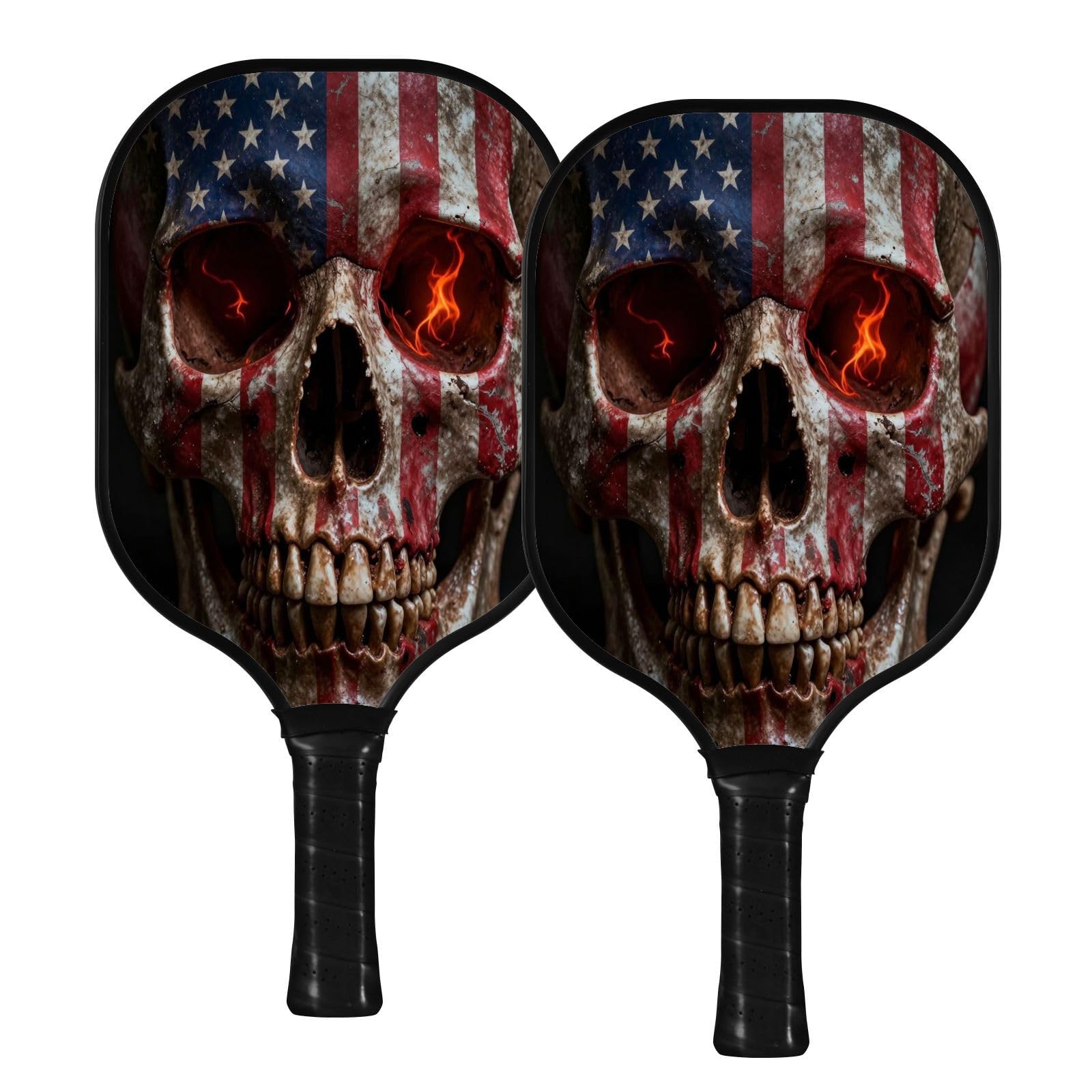 Paletas de pickleball ligeras con diseño de calavera y ojos brillantes con