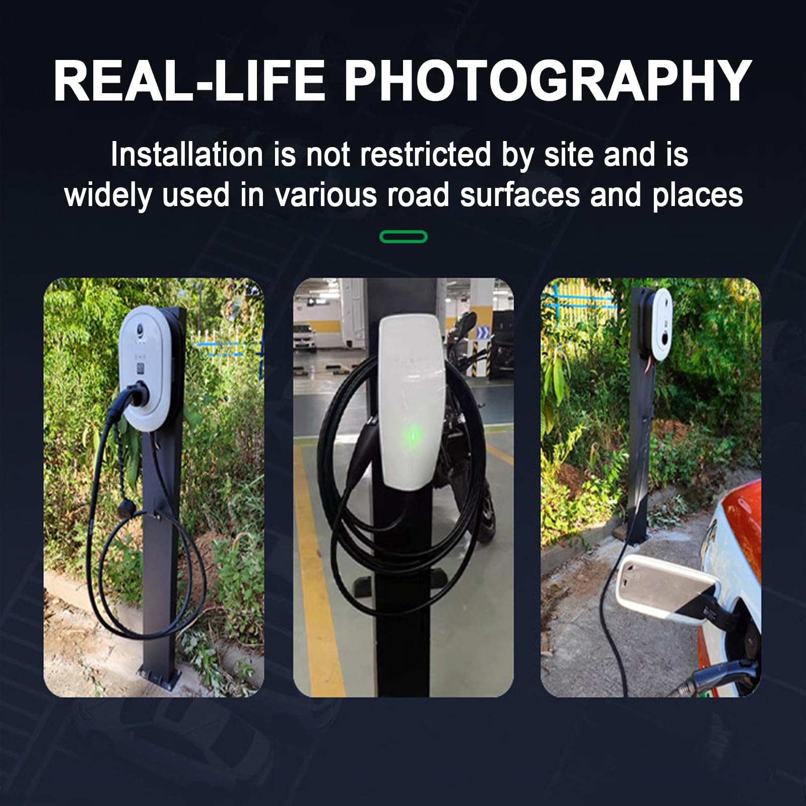 Estación de pedestal de carga EV, poste de carga de vehículos eléctricos, soporte de conector de pared para vehículos de nueva energía, base resistente para uso doméstico y comercial
