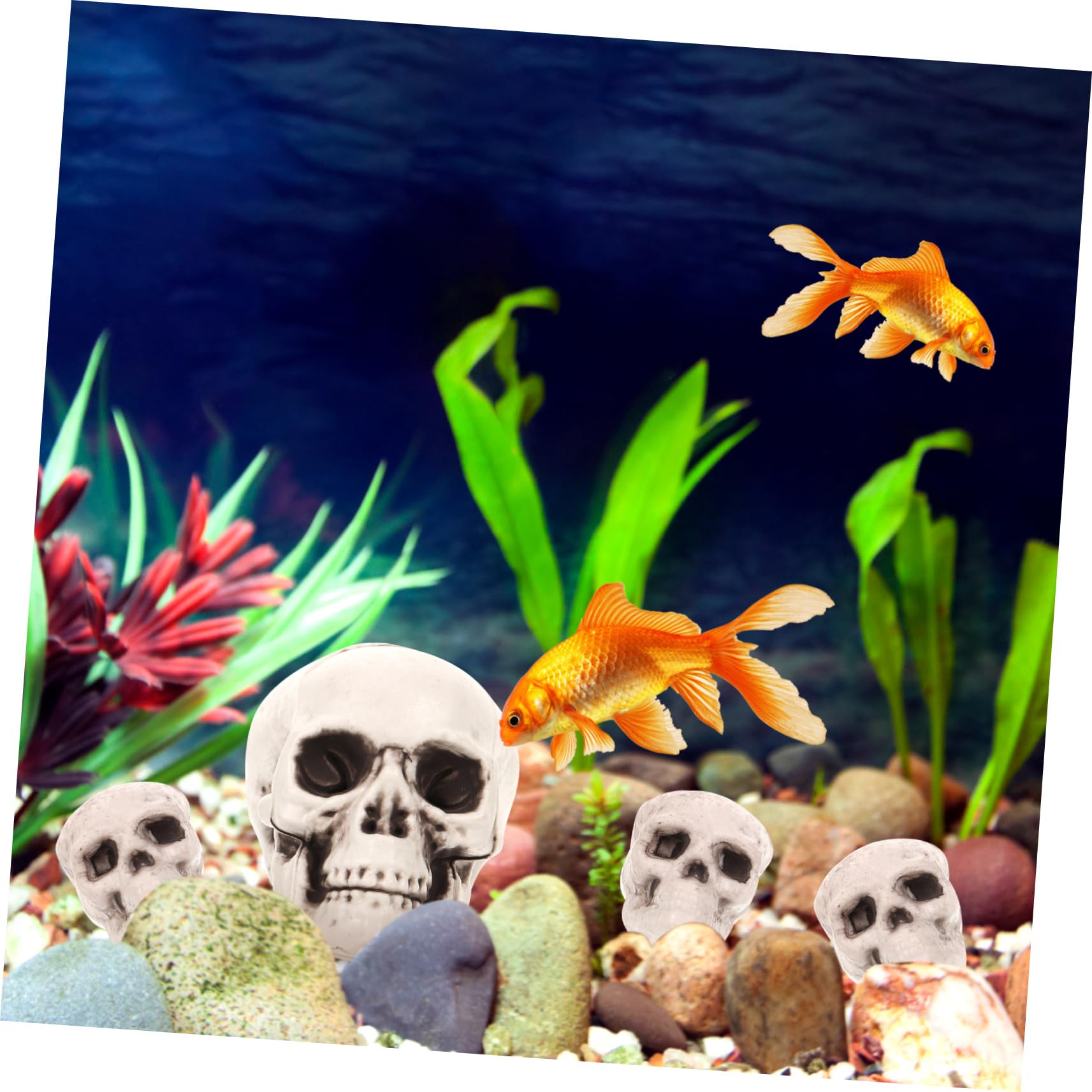 POPETPOP 4 Set Ornamento per Acquario con Teschio in Resina Acquatico Decorazione Nascondiglio di Gamberetti Teschio Grotta dei Pesci A Forma di Teschio Imbarcazioni da Acquario 13 Pezzi*4