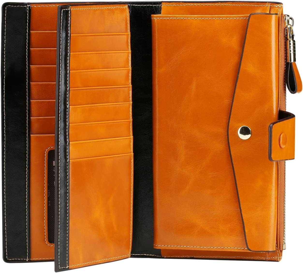 Itslife Womens Wallet Leather RFID Blocking Large Capacity Luxury Wax Genuine Clutch Wallet Ladies Card holder - Image 7