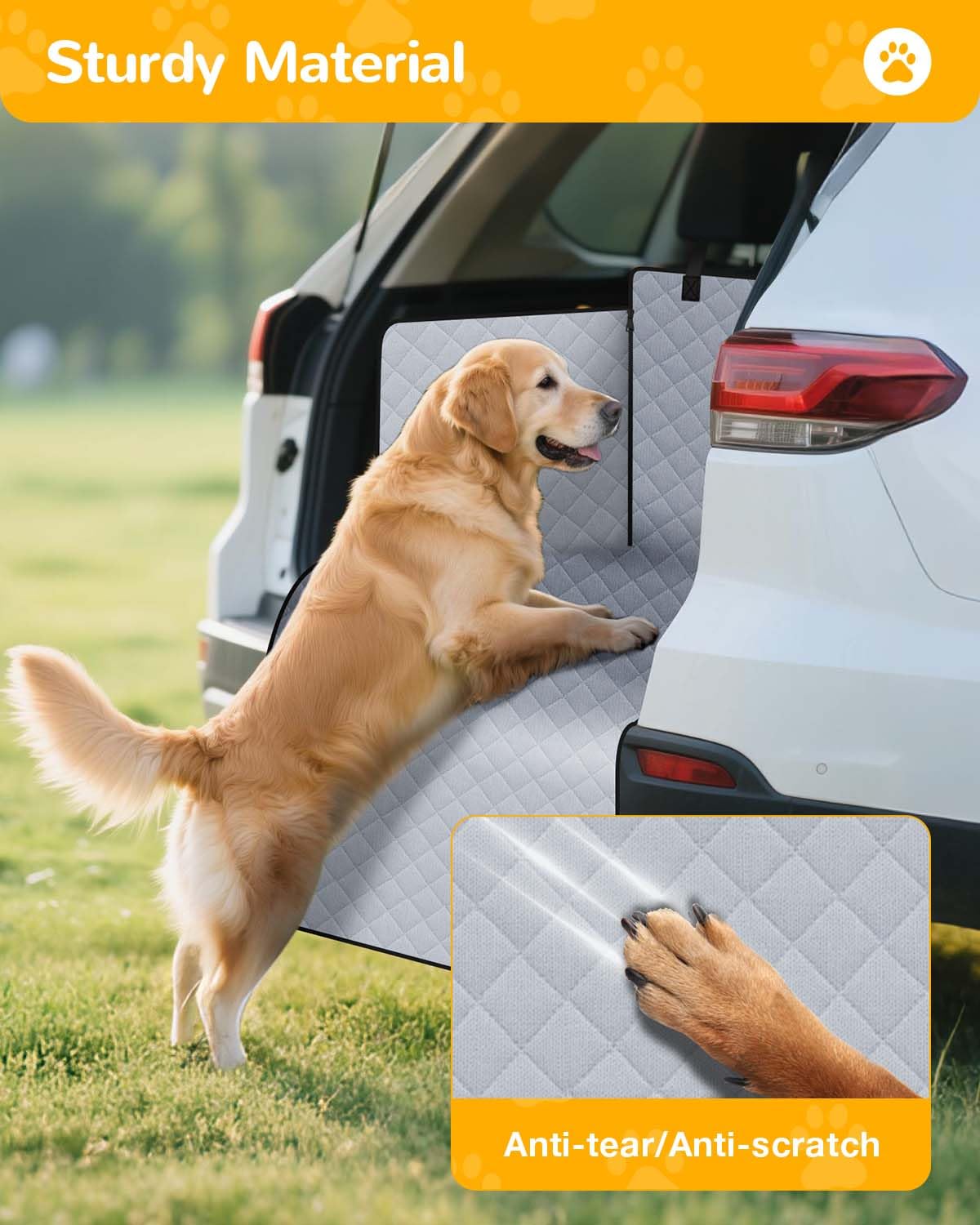 Lekespring Telo Auto per Cani con Protezione Laterale - Impermeabile Antiscivolo Telo Bagagliaio Auto per Cani, Copertura Universale per Bagagliaio Auto, SUV,e Station Wagon, Lavabile in Lavatrice