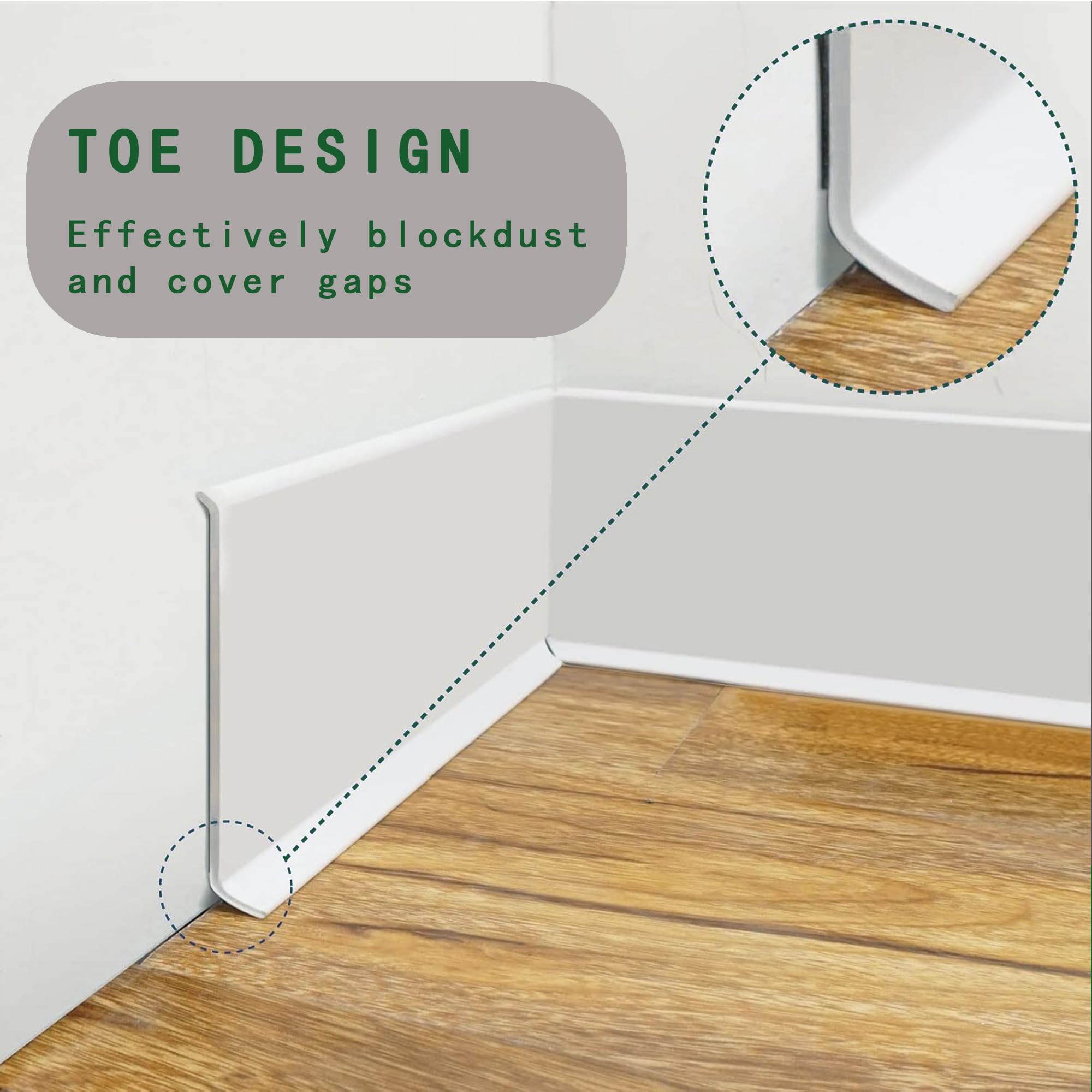 Rodapies Autoadhesivo PVC, 3.5/6/10 M Flexible Rodapie Adhesivo, Zocalos Pared, Rodapie Apto Para Cocina, Sala de Estar y Baño, Ancho 8/10 cm (Blanco, 8cm x 3.5 metros)
