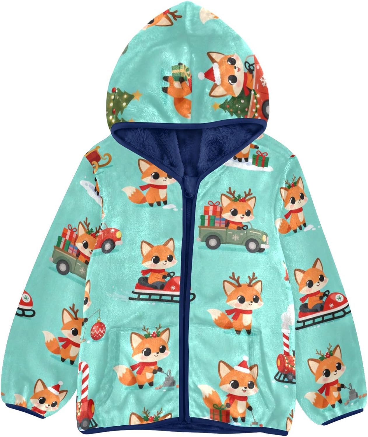 GuoChe Christmas Fox Vehicle Toddler Fleece Jacket Children Winter Coat