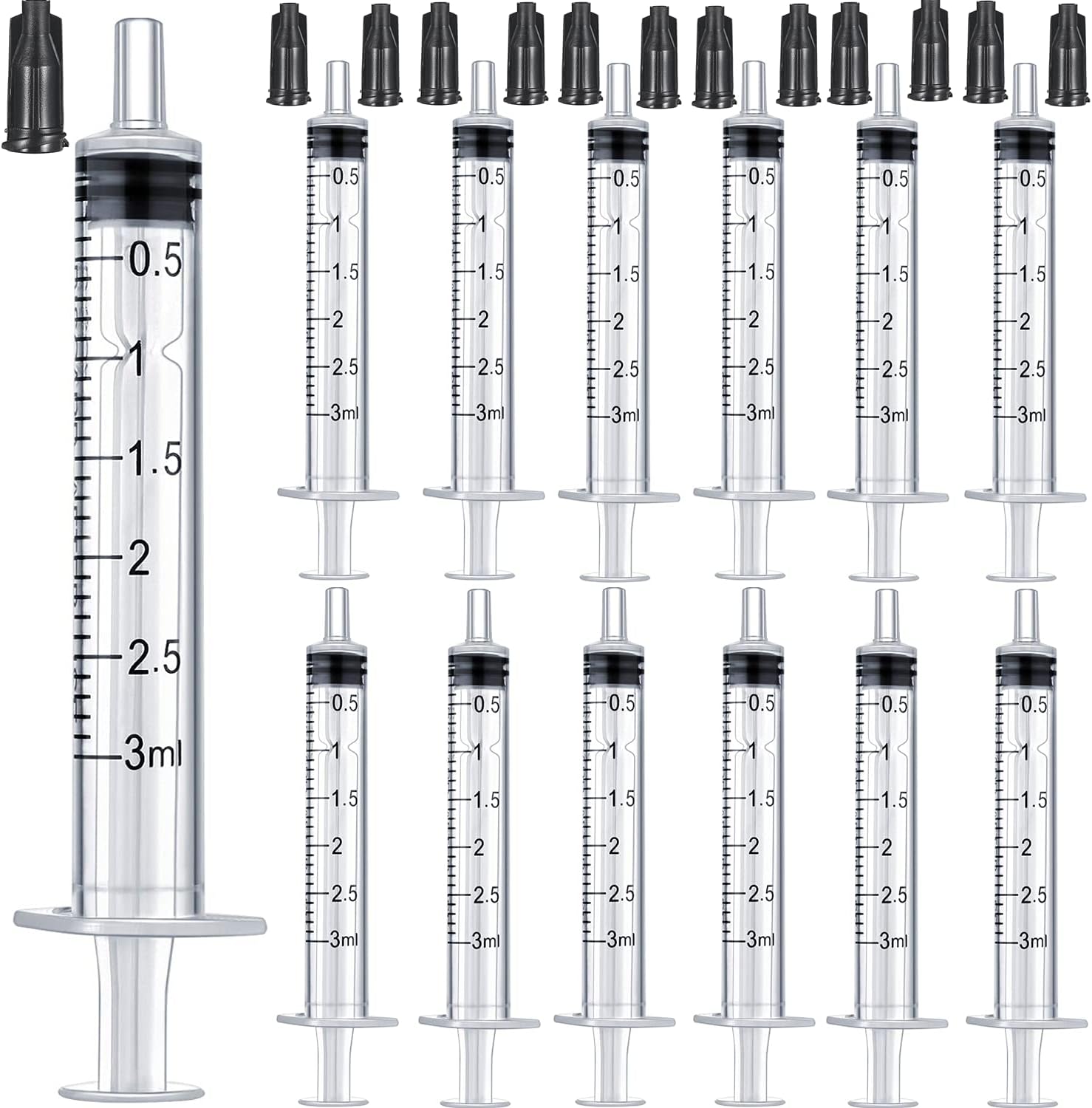 50 Pack 3ML Plastic Syringe Luer Slip with Cap, Great for Measuring, Refilling Watering and Pets Feeding, Not-Sterile (3ML)