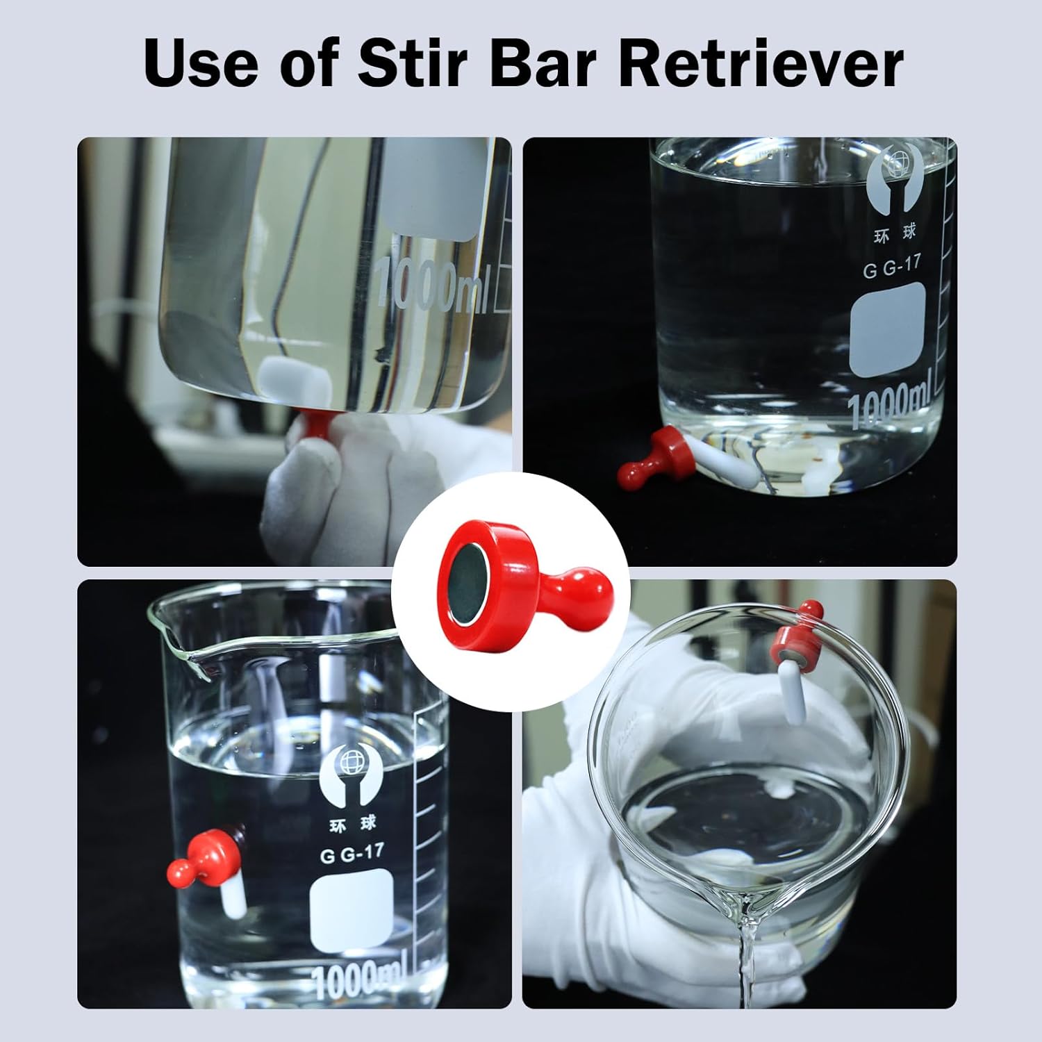 Magnetic Stirrer, Mini Magnetic Stir Plate with 4 Pcs Stir Bars and 1Retriever, 3000RPM Magnetic Stirrer Mixer Lab Stirrers, Max Capacity 2000ml, 5 Gear Speed-Blue(NO Heating)