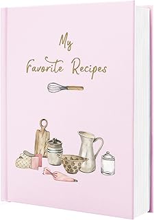 Hardcover Recipe Book to Write in Your Own Recipes - Waterproof Blank Cookbook with Elegant Cover in Sage Green, Blush Pink & Beige | Aesthetic Recipe Notebook Organizer | Gift for Home Chefs (Pale pink)
