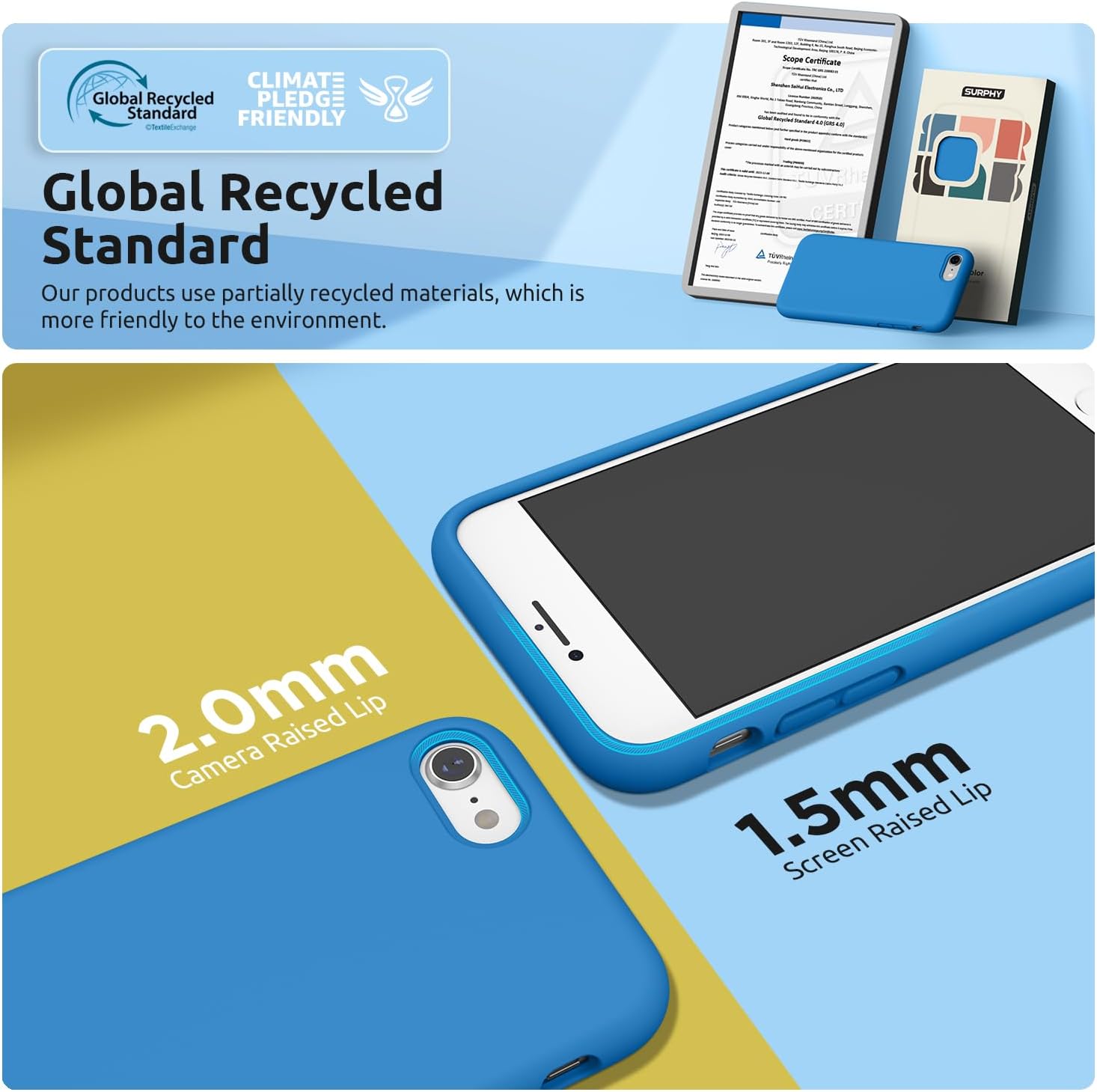 SURPHY Designed for iPhone SE Case, iPhone 8 Case, iPhone 7 Case, Liquid Silicone Phone Case for iPhone se 3rd 2nd SE 2022 SE 2020, Blue - Image 4